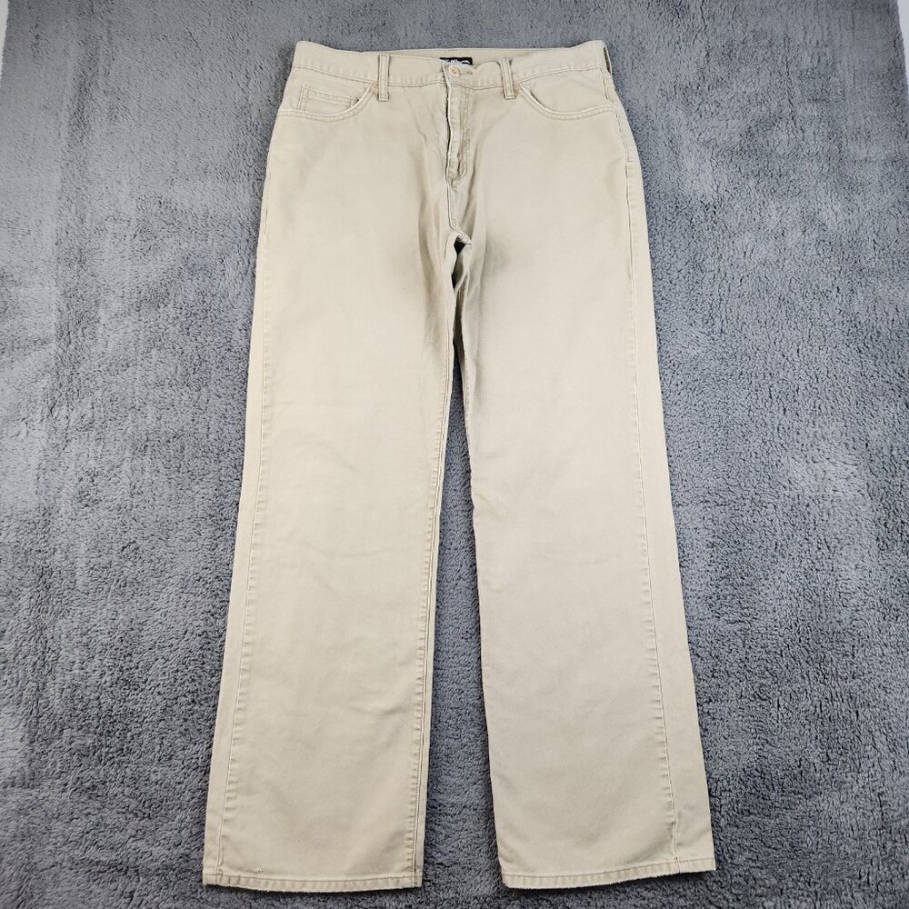 Y2K Vintage Wide Leg Baggy Skater Khaki Pants Mens 33x30 Beige Skateboard Cotton